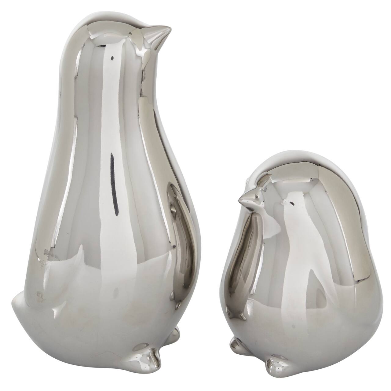 The Novogratz Silver Porcelain Contemporary Bird Sculpture Set
